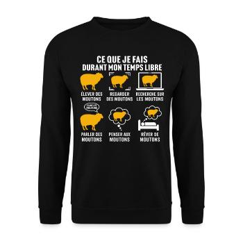 mon temps libre élever des moutons - Sweat-shirt Unisexe - noir - Devant - Alina (178cm) & Michal (187cm)