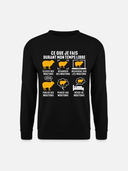 mon temps libre élever des moutons - Sweat-shirt Unisexe - noir
