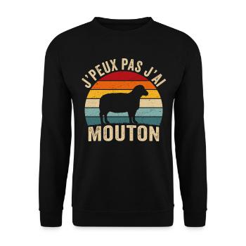 retro j'peux pas j'ai mouton - Sweat-shirt Unisexe - noir - Devant - Alina (178cm) & Michal (187cm)