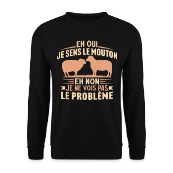 Eh oui je sens le mouton - Sweat-shirt Unisexe - noir - Devant - Alina (178cm) & Michal (187cm)
