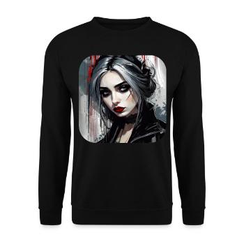Fille gothique cool aux lèvres rouges - Sweat-shirt Unisexe - noir - Devant - Alina (178cm) & Michal (187cm)