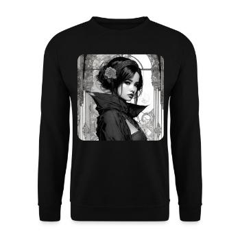Mystérieuse femme asiatique gothique - Sweat-shirt Unisexe - noir - Devant - Alina (178cm) & Michal (187cm)