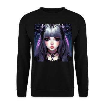 Mignonne fille d’anime gothique - Sweat-shirt Unisexe - noir - Devant - Alina (178cm) & Michal (187cm)