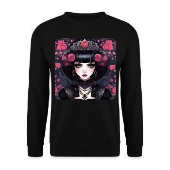 Mystérieuse fille gothique aux roses rouges - Sweat-shirt Unisexe - noir - Devant - Alina (178cm) & Michal (187cm)