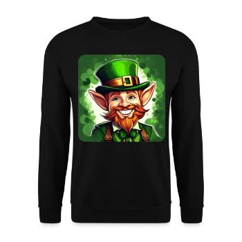 Saint Patricks Day Irish Kobold Leprechaun Wichtel - Unisex Pullover - Schwarz - Vorne - Alina (178cm) & Michal (187cm)