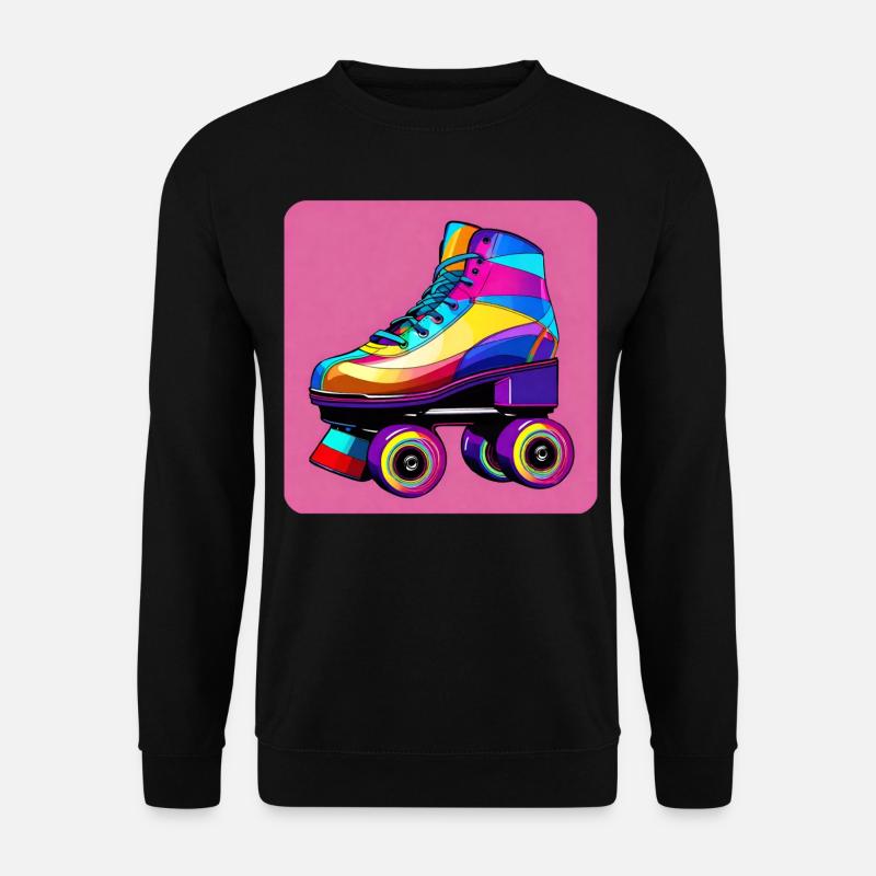 Bunter Disco Rollschuh Retro Style - Unisex Pullover - Schwarz