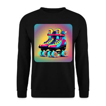 Patins à roulettes Disco colorés dans un style rétro - Sweat-shirt Unisexe - noir - Devant - Alina (178cm) & Michal (187cm)