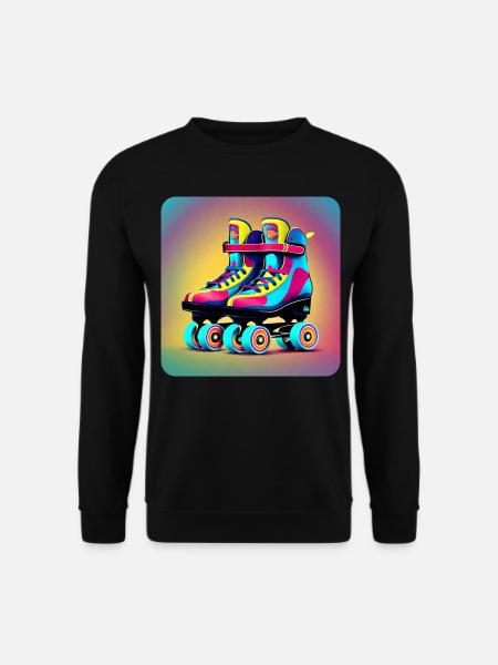 Bunte Disco Rollschuhe im Retro Style - Unisex Pullover - Schwarz