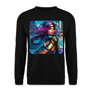 Fille cyberpunk cool avec des lunettes de soleil aviateur - Sweat-shirt Unisexe - noir - Devant - Alina (178cm) & Michal (187cm)