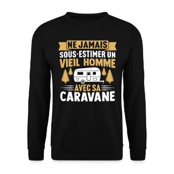 un vieil homme avec sa caravane - Sweat-shirt Unisexe - noir - Devant - Alina (178cm) & Michal (187cm)