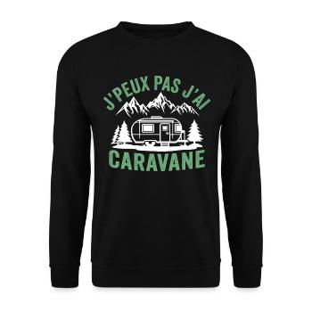 J'peux pas j'ai caravane - Sweat-shirt Unisexe - noir - Devant - Alina (178cm) & Michal (187cm)