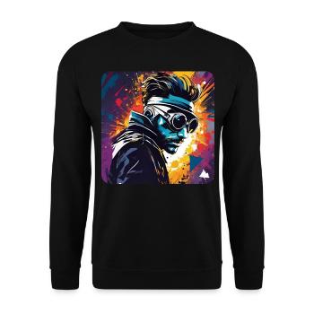 Cool steampunk man with glasses - Unisex Sweatshirt - black - Front - Alina (178cm) & Michal (187cm)