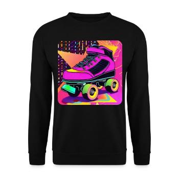 Colorful Disco Roller Skates in Retro Style - Unisex Sweatshirt - black - Front - Alina (178cm) & Michal (187cm)