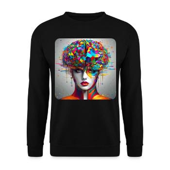 Cooles buntes Psychedelisches Motiv Frau - Unisex Pullover - Schwarz - Vorne - Alina (178cm) & Michal (187cm)