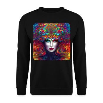 Cooles buntes Psychedelisches Motiv Frau - Unisex Pullover - Schwarz - Vorne - Alina (178cm) & Michal (187cm)