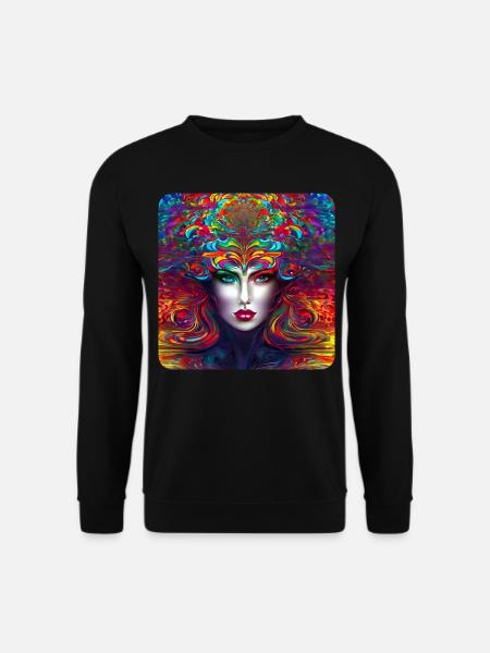 Cooles buntes Psychedelisches Motiv Frau - Unisex Pullover - Schwarz