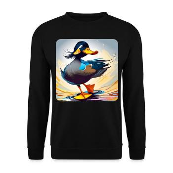 Funny and witty duck - Unisex Sweatshirt - black - Front - Alina (178cm) & Michal (187cm)
