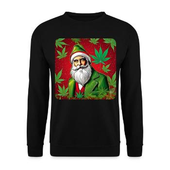Père Noël avec des feuilles de cannabis - Sweat-shirt Unisexe - noir - Devant - Alina (178cm) & Michal (187cm)