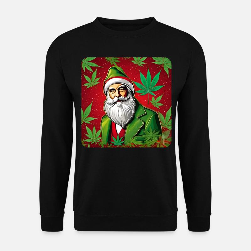 Santa Claus with Cannabis Leaves - Unisex Sweatshirt - black
