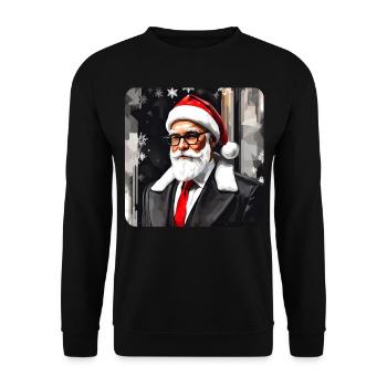 Père Noël moderne en costume et cravate - Sweat-shirt Unisexe - noir - Devant - Alina (178cm) & Michal (187cm)