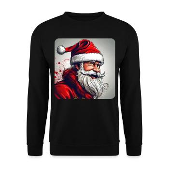 Verrückter Weihnachtsmann - Unisex Pullover - Schwarz - Vorne - Alina (178cm) & Michal (187cm)