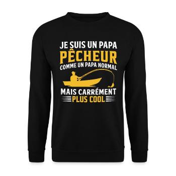 je suis un papa pêcheur cadeau papy pêcheur - Sweat-shirt Unisexe - noir - Devant - Alina (178cm) & Michal (187cm)