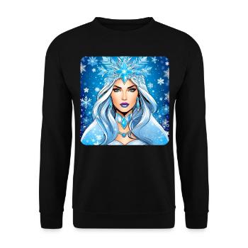 Winter Eiskönigin mit Eiskristallen - Unisex Pullover - Schwarz - Vorne - Alina (178cm) & Michal (187cm)