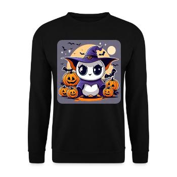 Mignon monstre d’Halloween avec des citrouilles - Sweat-shirt Unisexe - noir - Devant - Alina (178cm) & Michal (187cm)