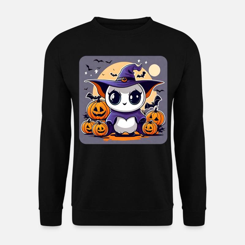 Cute Halloween monster with pumpkins - Unisex Sweatshirt - black