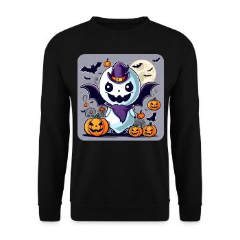 Mignon monstre d’Halloween avec des citrouilles - Sweat-shirt Unisexe - noir - Devant - Alina (178cm) & Michal (187cm)