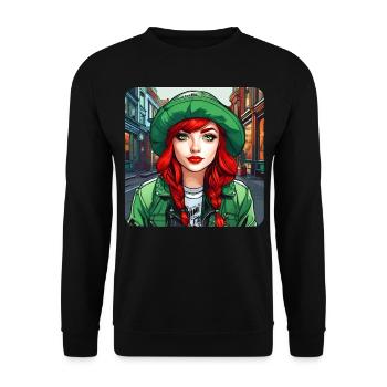 Cool Irish redhead girl - Unisex Sweatshirt - black - Front - Alina (178cm) & Michal (187cm)