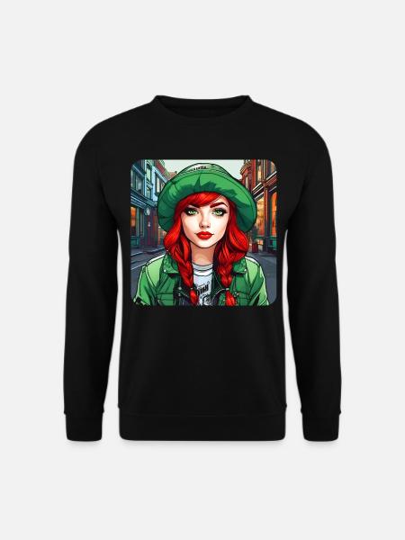 Cooles irisches rothaariges Mädchen - Unisex Pullover - Schwarz
