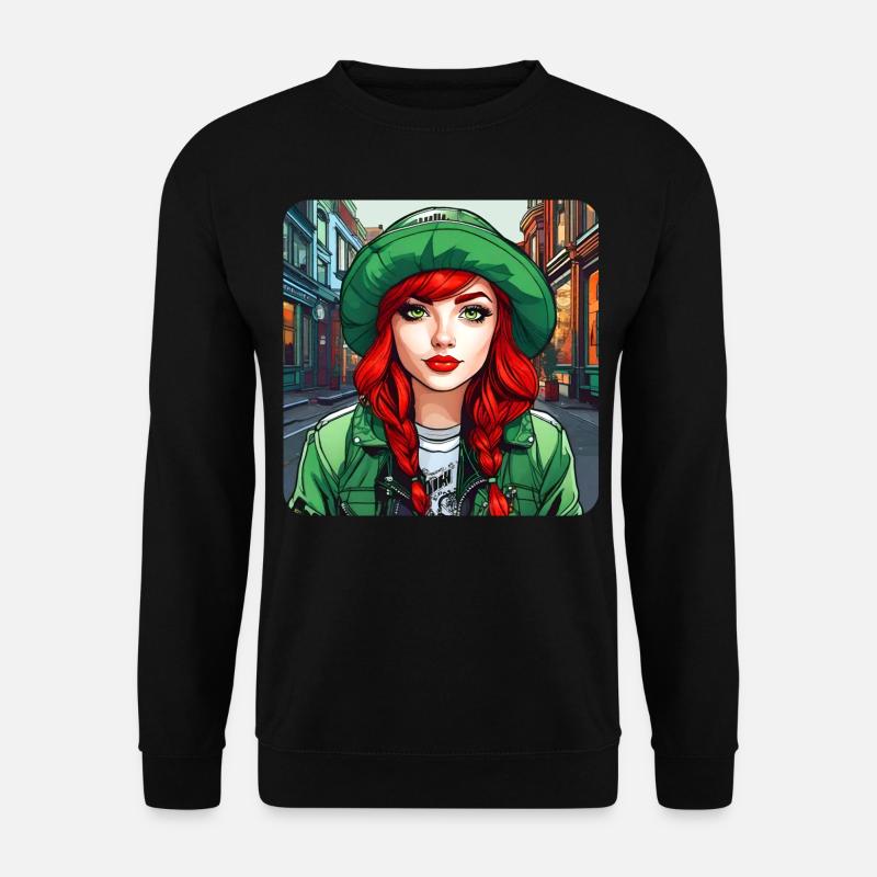 Cooles irisches rothaariges Mädchen - Unisex Pullover - Schwarz