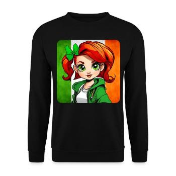 Niedliches irisches rothaariges Mädchen - Unisex Pullover - Schwarz - Vorne - Alina (178cm) & Michal (187cm)