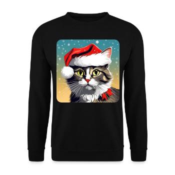 Chat de Noël mignon - Sweat-shirt Unisexe - noir - Devant - Alina (178cm) & Michal (187cm)