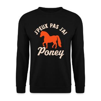 Je peux pas j'ai poney humour cadeau équitation - Sweat-shirt Unisexe - noir - Devant - Alina (178cm) & Michal (187cm)