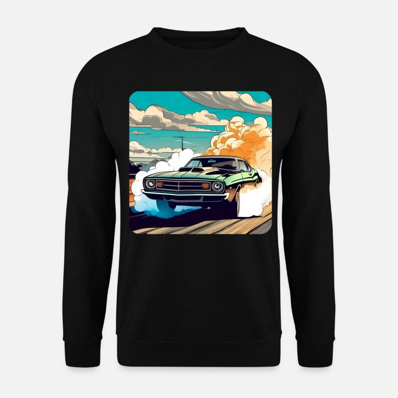 Oldtimer Drift Auto Turbo Rallye mit Rauch - Unisex Pullover - Schwarz