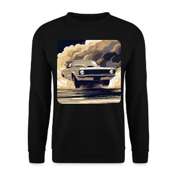 Vintage Drift Car Turbo Rally avec de la fumée - Sweat-shirt Unisexe - noir - Devant - Alina (178cm) & Michal (187cm)