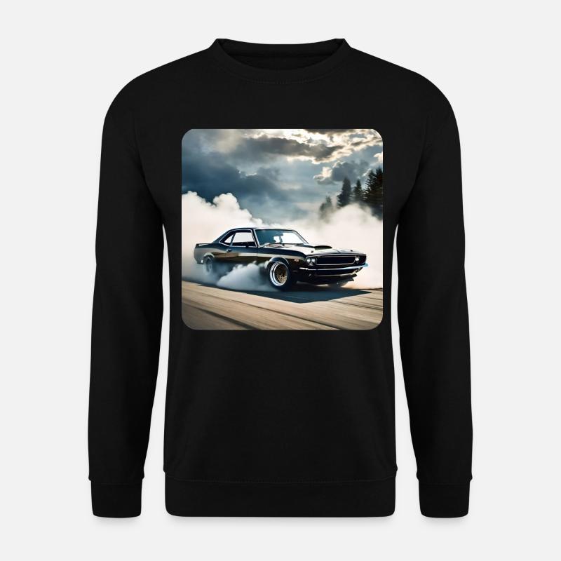 Black Odtimer Drift Car Turbo with Smoke - Unisex Sweatshirt - black