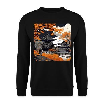 Samurai in Autumn - Unisex Sweatshirt - black - Front - Alina (178cm) & Michal (187cm)