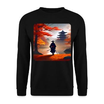 Ninja mystérieux avec épée katana en automne - Sweat-shirt Unisexe - noir - Devant - Alina (178cm) & Michal (187cm)
