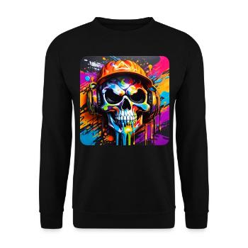Crâne cool avec casque Style graffiti - Sweat-shirt Unisexe - noir - Devant - Alina (178cm) & Michal (187cm)