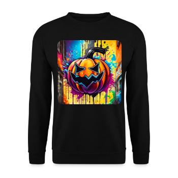 Tête de citrouille d’Halloween effrayante dans le Style Graffiti - Sweat-shirt Unisexe - noir - Devant - Alina (178cm) & Michal (187cm)