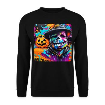 Graffiti Halloween Crâne et Citrouille - Sweat-shirt Unisexe - noir - Devant - Alina (178cm) & Michal (187cm)