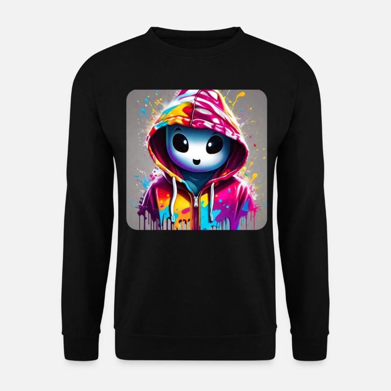 Niedliches Gespenst im bunten Hoodie - Unisex Pullover - Schwarz