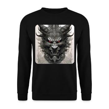 Grimace démoniaque avec des yeux rougeoyants - Sweat-shirt Unisexe - noir - Devant - Alina (178cm) & Michal (187cm)