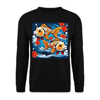Poisson rouge mignon - Sweat-shirt Unisexe - noir - Devant - Alina (178cm) & Michal (187cm)