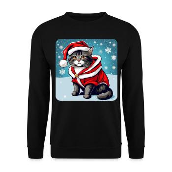 Chat mignon en costume de Noël - Sweat-shirt Unisexe - noir - Devant - Alina (178cm) & Michal (187cm)
