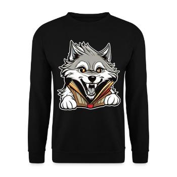 Niedlicher Wolf - Unisex Pullover - Schwarz - Vorne - Alina (178cm) & Michal (187cm)