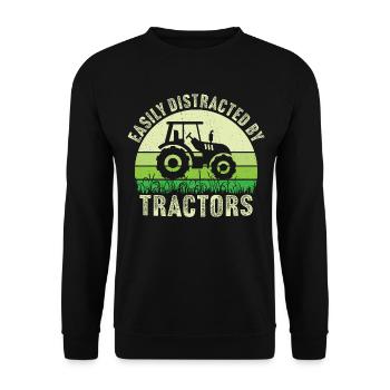 easily distracted by tractors - Unisex Sweatshirt - black - Front - Alina (178cm) & Michal (187cm)